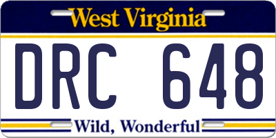 WV license plate DRC648