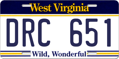 WV license plate DRC651