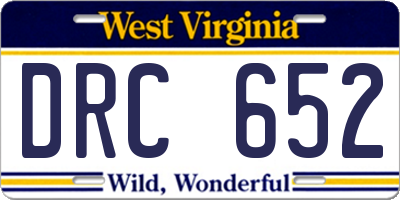 WV license plate DRC652