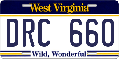 WV license plate DRC660