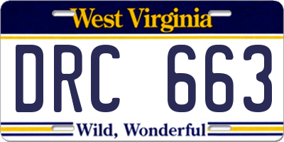 WV license plate DRC663