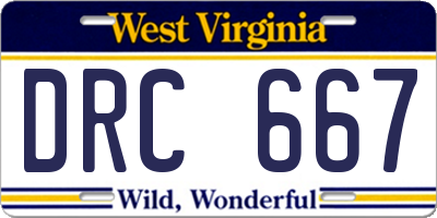 WV license plate DRC667