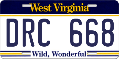 WV license plate DRC668