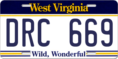 WV license plate DRC669