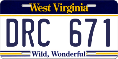 WV license plate DRC671