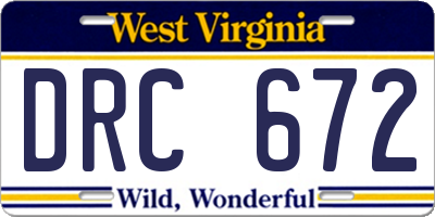WV license plate DRC672