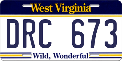 WV license plate DRC673