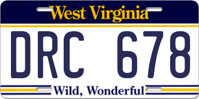 WV license plate DRC678