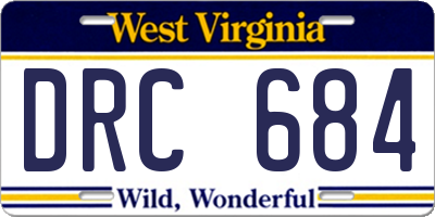 WV license plate DRC684