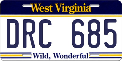 WV license plate DRC685