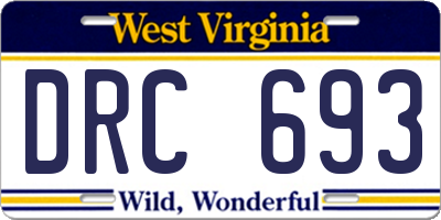 WV license plate DRC693