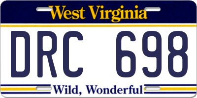 WV license plate DRC698