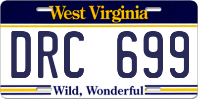 WV license plate DRC699