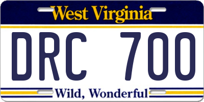 WV license plate DRC700