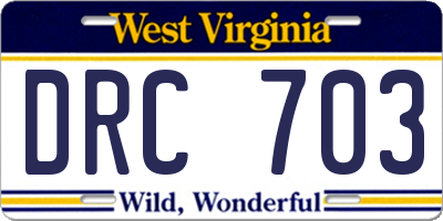 WV license plate DRC703