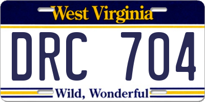 WV license plate DRC704