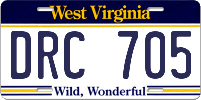 WV license plate DRC705