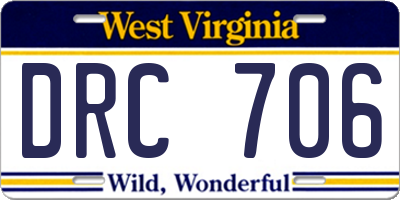 WV license plate DRC706