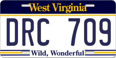 WV license plate DRC709