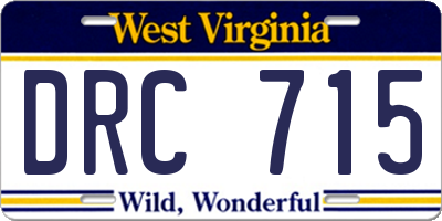 WV license plate DRC715