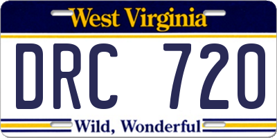WV license plate DRC720