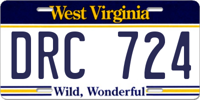 WV license plate DRC724