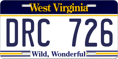 WV license plate DRC726
