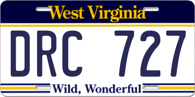 WV license plate DRC727