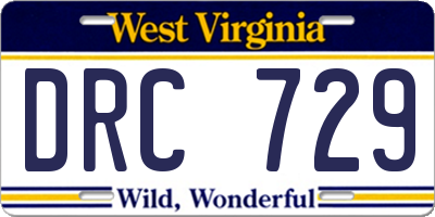 WV license plate DRC729
