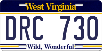 WV license plate DRC730