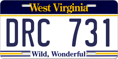 WV license plate DRC731