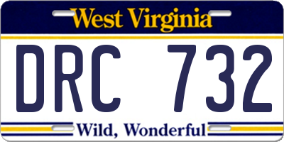 WV license plate DRC732