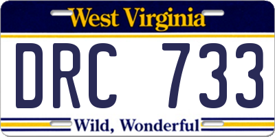WV license plate DRC733