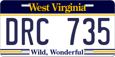WV license plate DRC735