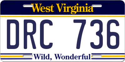 WV license plate DRC736