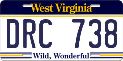 WV license plate DRC738