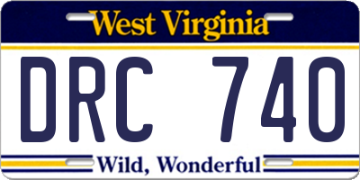 WV license plate DRC740