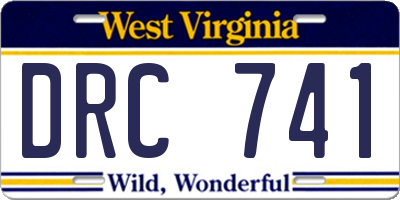 WV license plate DRC741