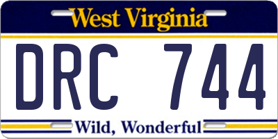 WV license plate DRC744