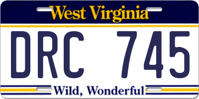 WV license plate DRC745