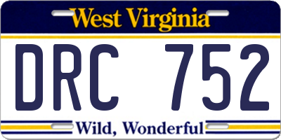 WV license plate DRC752