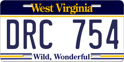 WV license plate DRC754
