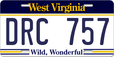 WV license plate DRC757