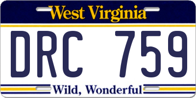 WV license plate DRC759