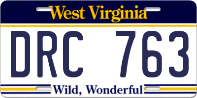 WV license plate DRC763