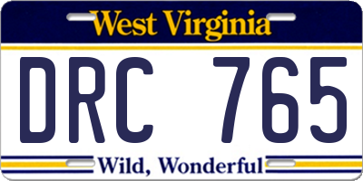 WV license plate DRC765