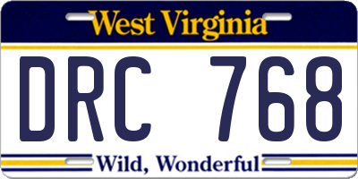 WV license plate DRC768