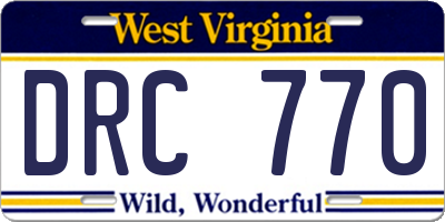 WV license plate DRC770
