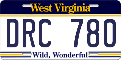 WV license plate DRC780