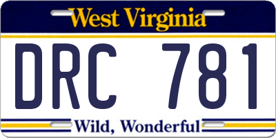 WV license plate DRC781